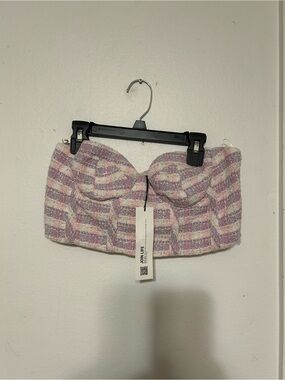 Zara Pink Lavender Plaid Tweed Bustier Camisole